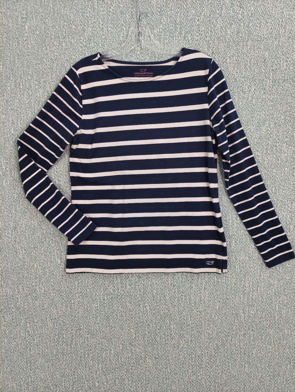 Vineyard Vines Navy and White Striped Long Sleeve Top, Wmns M